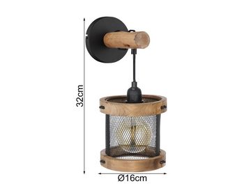 meineWunschleuchte LED Wandleuchte, LED wechselbar, warmweiß, innen, Holz-lampe hängend Industriedesign für Treppenhaus, Ø16cm