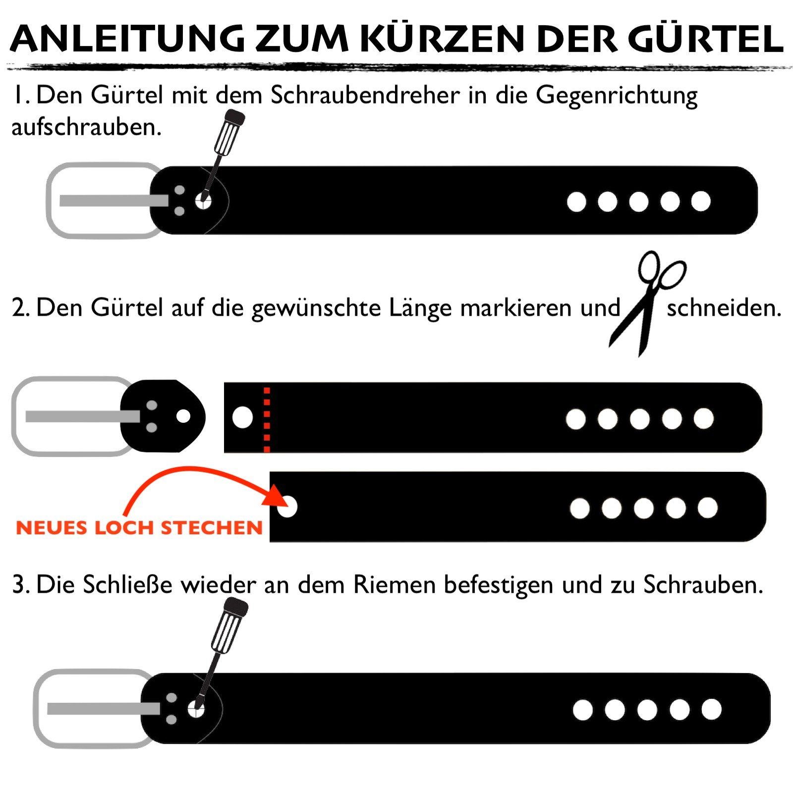 Manza Ledergürtel Gürtel Ledergürtel 3cm breit Echt Leder Jeansgürtel Unisex Kürzbar – Bild 5 von 5