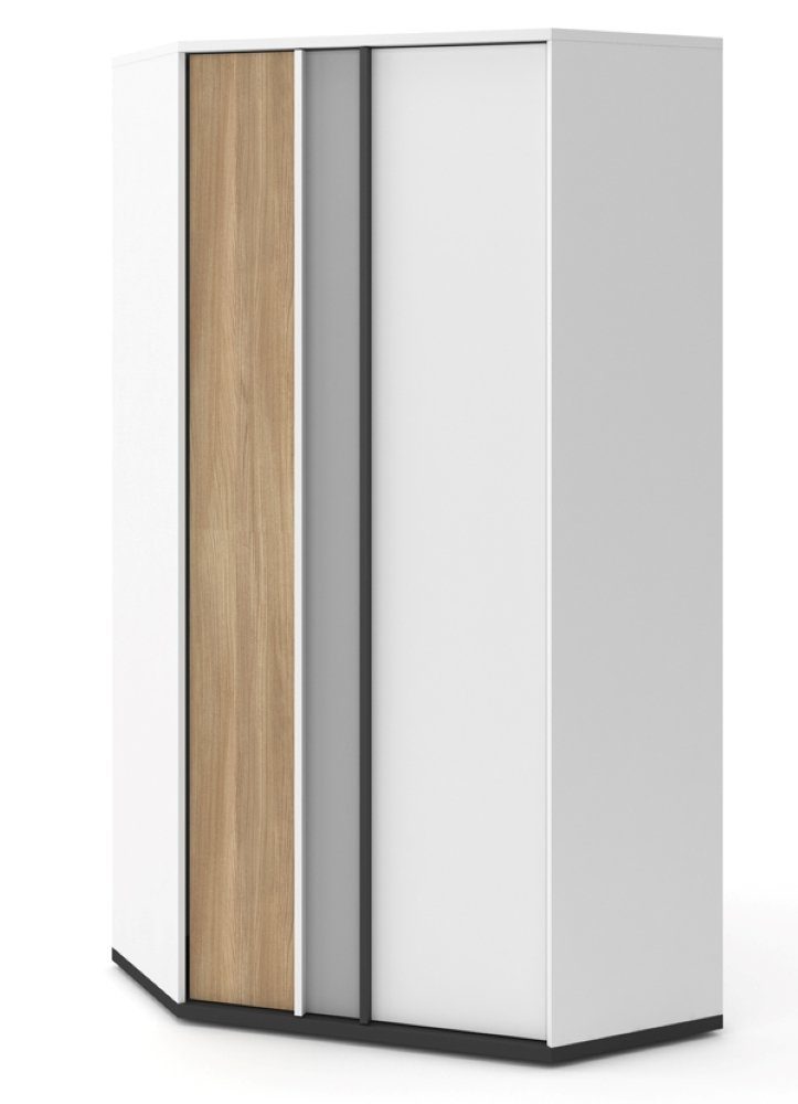 Feldmann-Wohnen Eckschrank Imola (Imola, 1-St., Eckschrank mit 2 Drehtüren) 95cm weiß / graphit / grau / salisbury eiche 2-türig