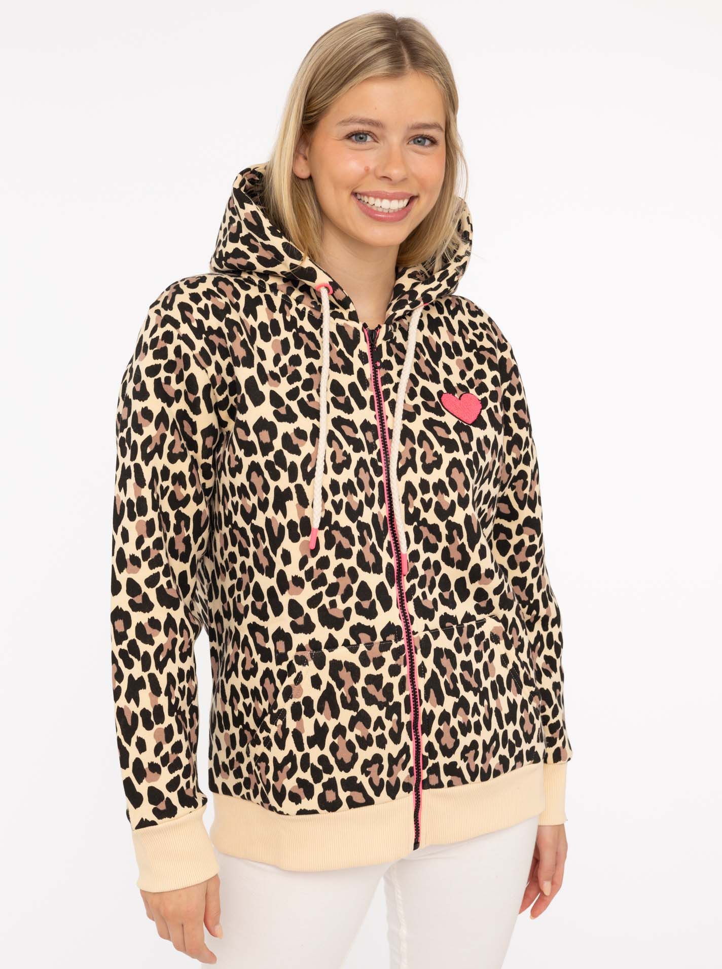 Zwillingsherz Kapuzensweatjacke "Leo AOP" Langarm, Fronttaschen, günstig online kaufen