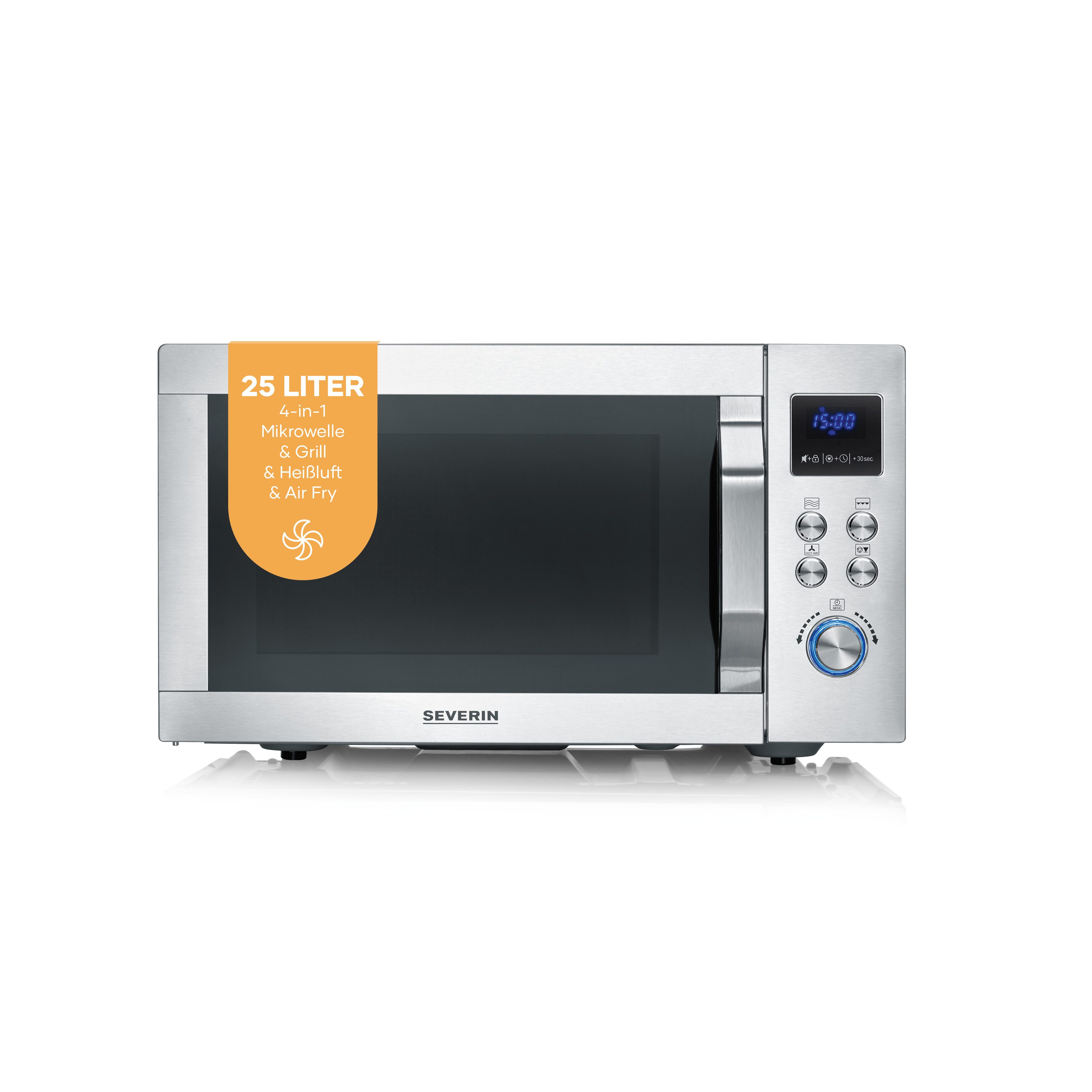 Severin Mikrowelle, elektrisch, 4-in-1, Mikrowelle Backofen Grill Heißluftfritteuse, bis 230°C, 25 L