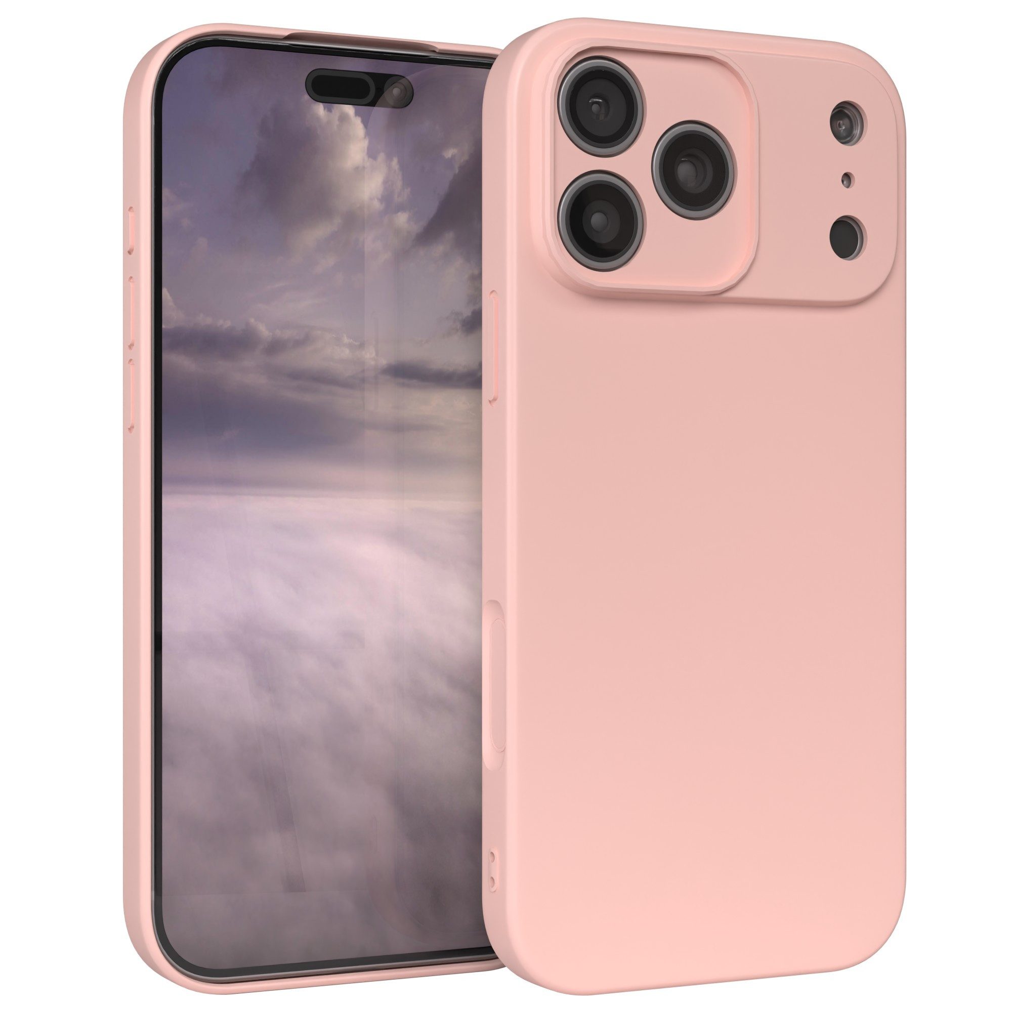EAZY CASE Handyhülle für Apple iPhone 17 Pro Max Hülle Silikon 6,9 Zoll, Hülle mit Kameraschutz Bumper Case Silikonschutzhülle Rosa / Altrosa