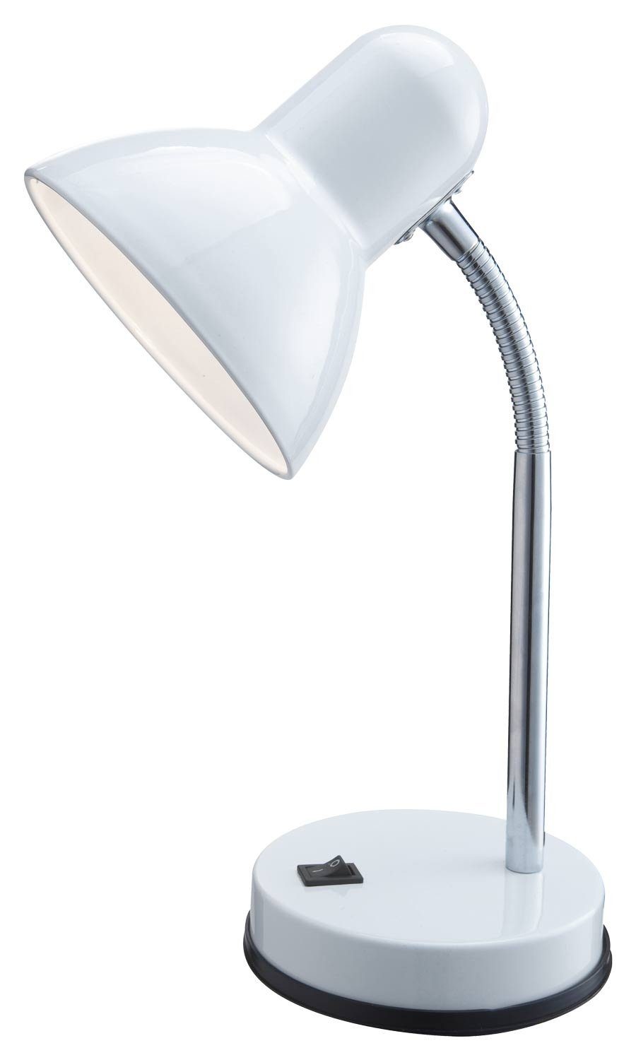 Globo Tischleuchte STUDIO, 1-flammig, Weiß, Metall, H 35 cm, ohne Leuchtmittel, mit flexiblem Hals