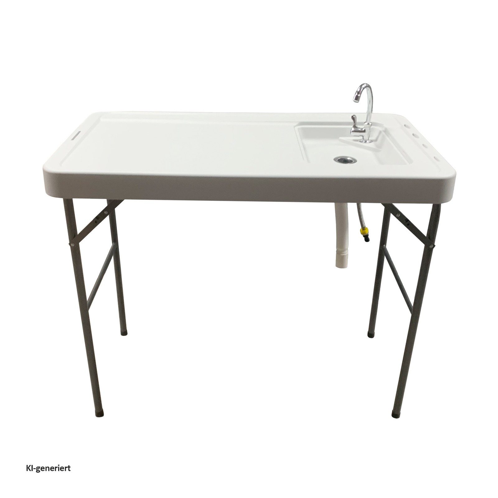 HTI-Living Arbeitstisch Filetier Tisch Fritz (Stück, 1-St., 1 Wasserhahnanschlussohr, 1 Galvanikwasserhahn, 1 Kanalisationsrohr), Campingspüle Fischreinigungstisch