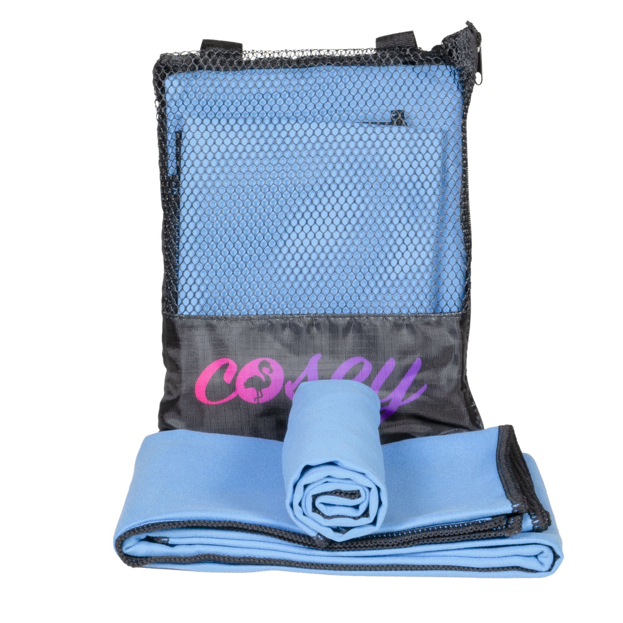 cosey Sporthandtuch Mikrofaser-Reise und Sporthandtuchset mit Aufbewahrungstasche