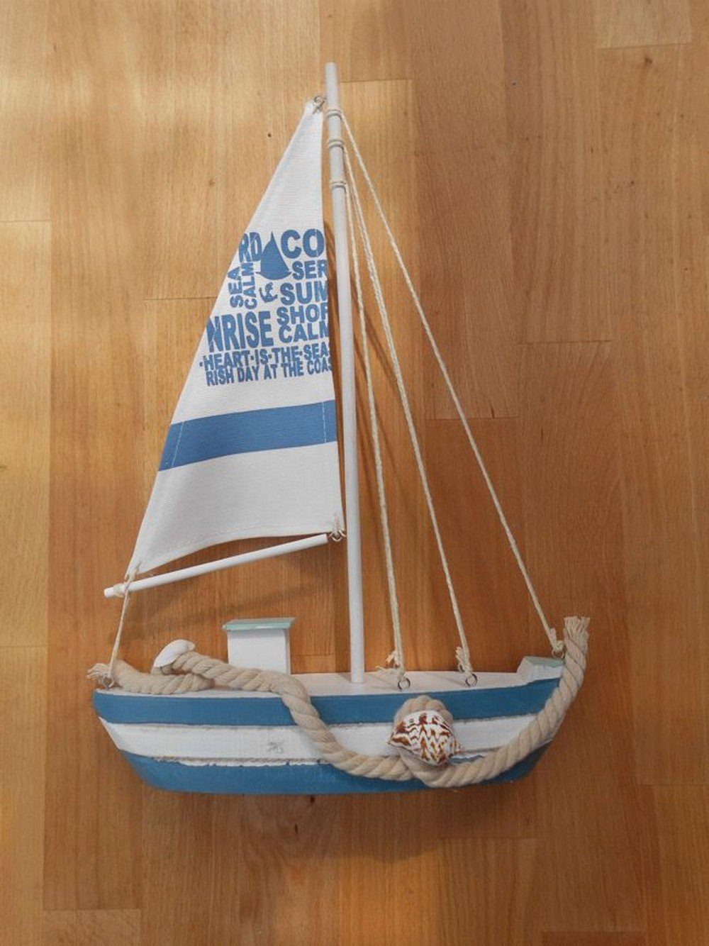 Deko-Impression Dekofigur Segelschiff mit Takelage. Maritimes Deko-Objekt Holz blau-weiß (1 St)