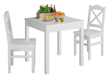 ERST-HOLZ Küchentisch Tisch kleiner Esstisch Massivholztisch weiß Küchentisch Beine glatt