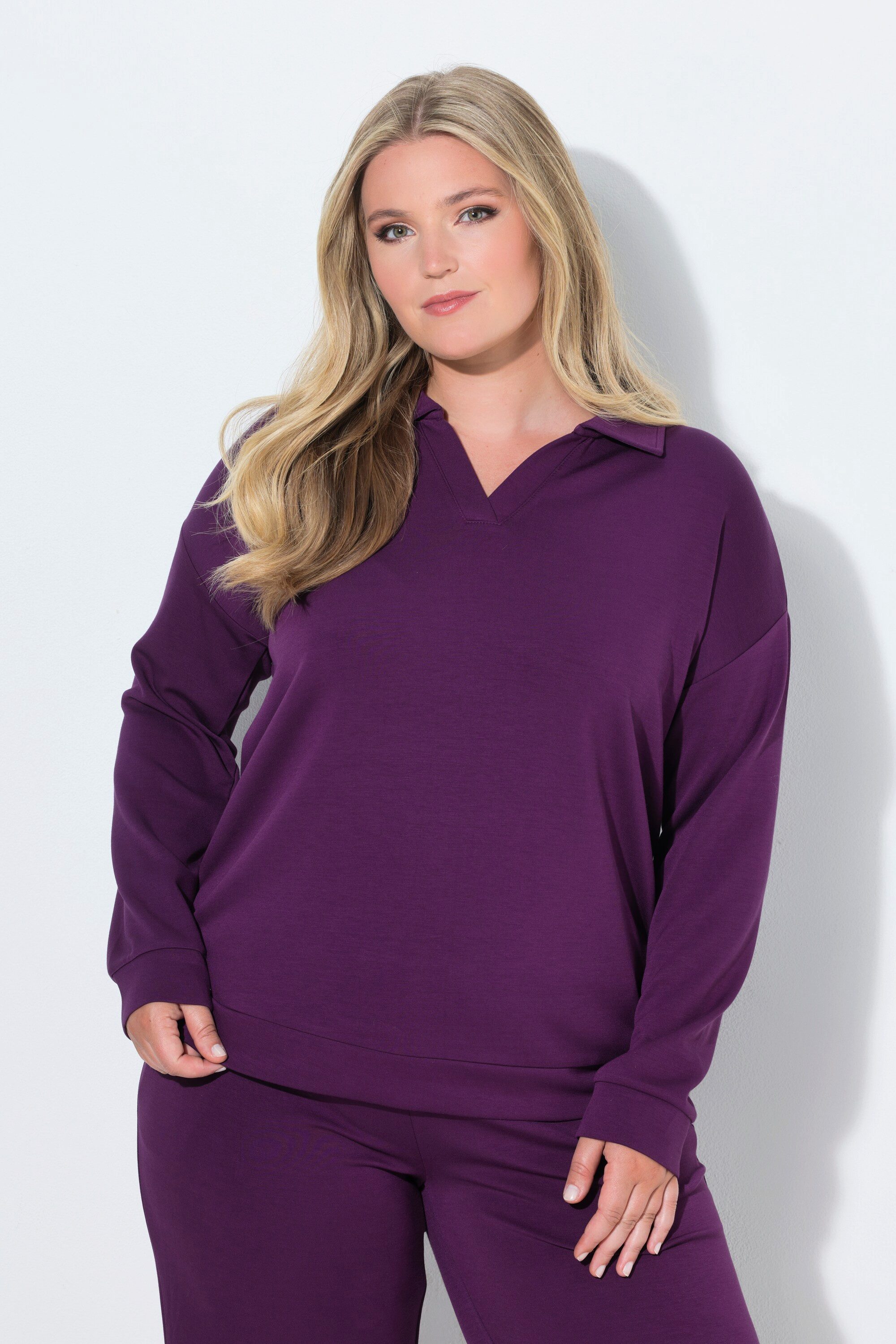 MIAMODA Sweatshirt Sweat-Pullover Boxy Fit Polokragen