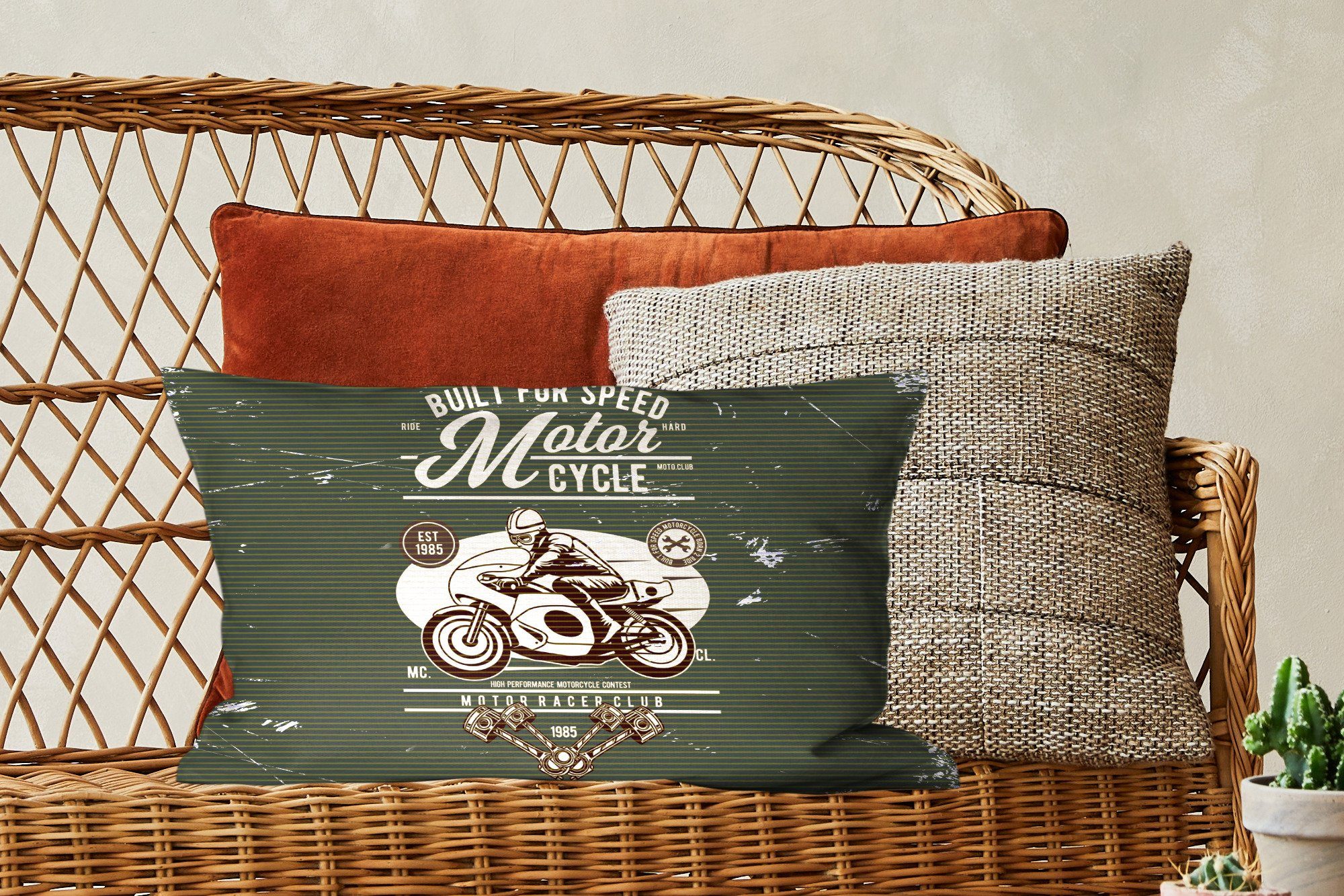 - MuchoWow Motorrad Dekokissen Dekoration, Wohzimmer Füllung, Briefe, - Zierkissen, mit Retro Schlafzimmer Dekokissen