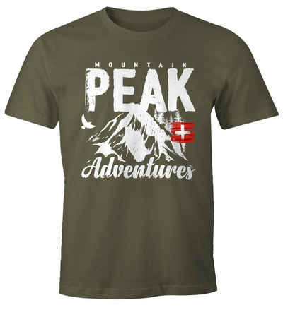 MoonWorks Print-Shirt Wander Herren T-Shirt Mountain Adventures mit Print
