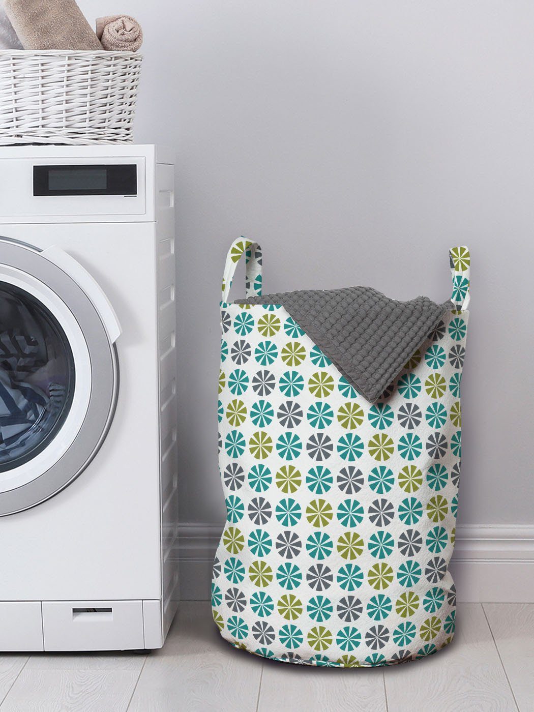 Abakuhaus Wäschesäckchen Wäschekorb mit Griffen Kordelzugverschluss Abstrakt Motive für Hintergrund Einfacher Waschsalons