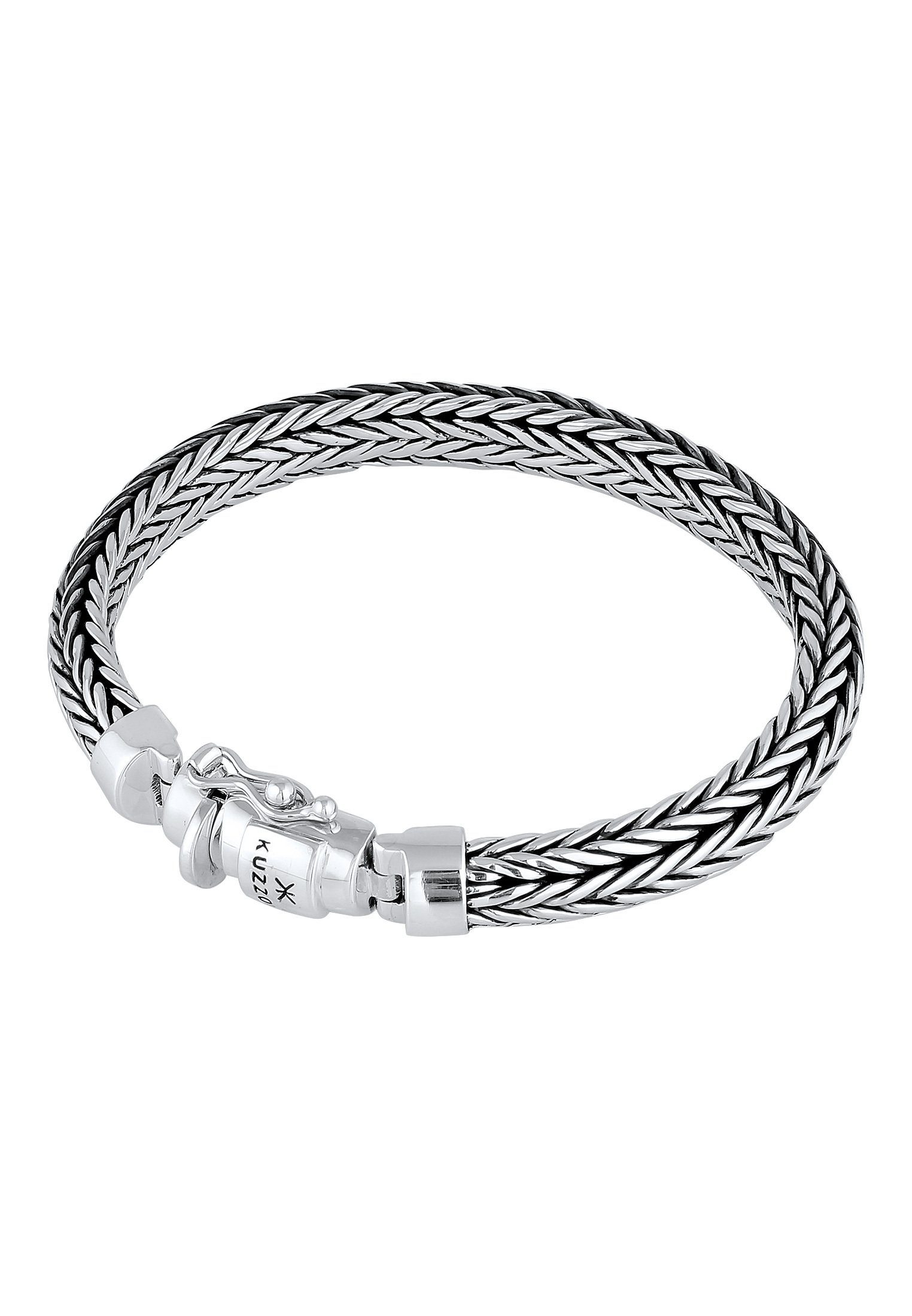 Kuzzoi Armband Herren oxidiert Kastenverschluss 925 Silber