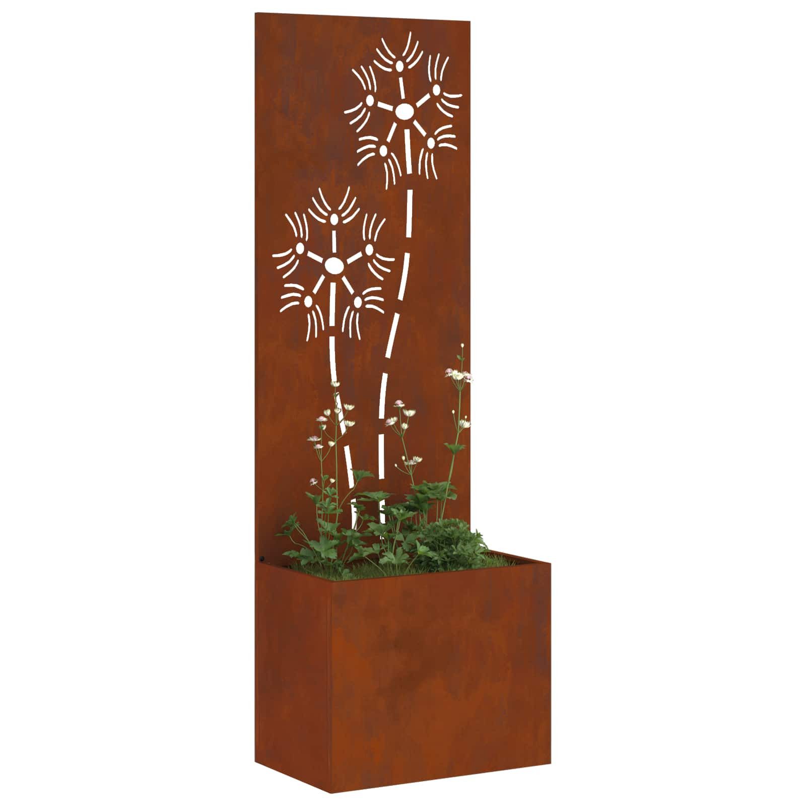 vidaXL Wandbild Garten Sichtschutz-Leinwand Floral Rostig 50 x 32 x 150 cm, (1 St)