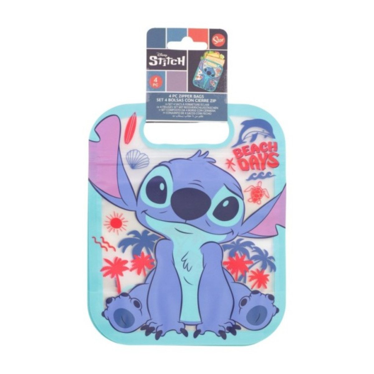 Lilo & Stitch Brottasche 4 Stück Snackbeutel mit Zip Verschluss für Obst Kekse und Snacks, (Spar-Set, 4-tlg)