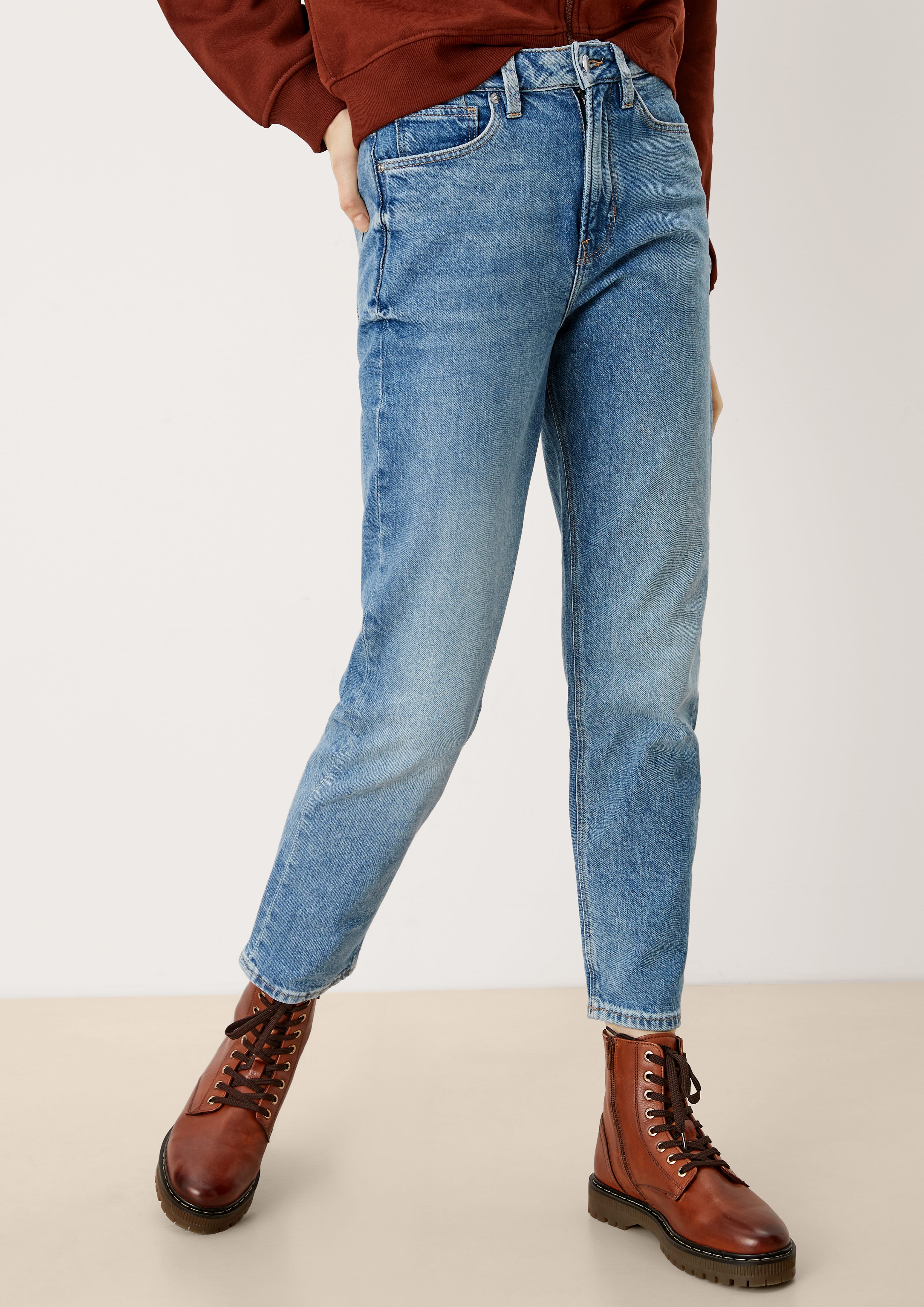 QS 7/8-Hose Relaxed: Gewaschene Jeans Waschung blue