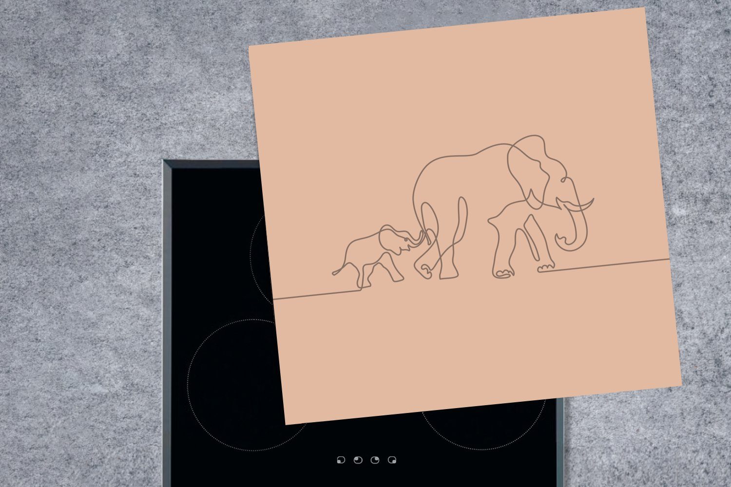 Vinyl, Ceranfeldabdeckung, tlg), Elefanten Arbeitsplatte Einfach, cm, küche Minimalismus - 78x78 Herdblende-/Abdeckplatte - MuchoWow (1 für