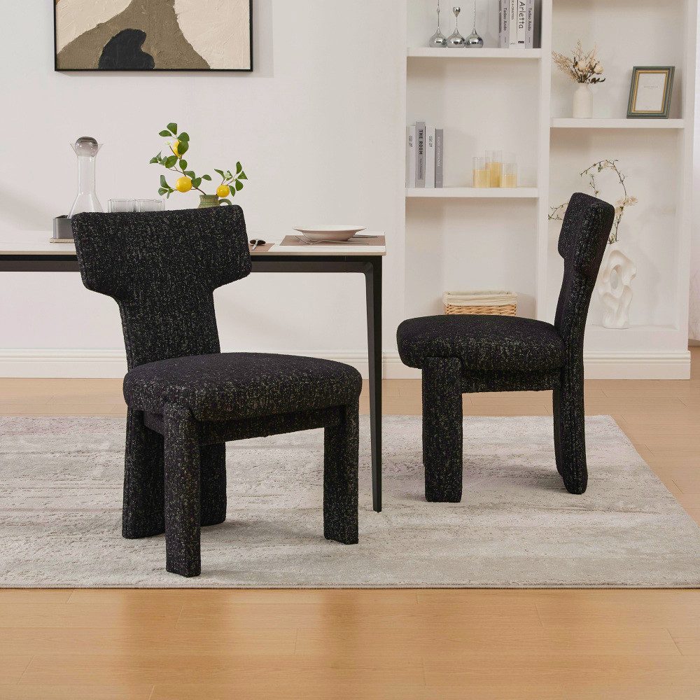 BBWL Polsterstuhl Set 2 Stück Armlehnefreie Akzentsessel mit gebogener Rückenlehne, Moderner Chenille-Polstersessel für Wohnzimmer, Esszimmer, Café – Bild 4 von 5