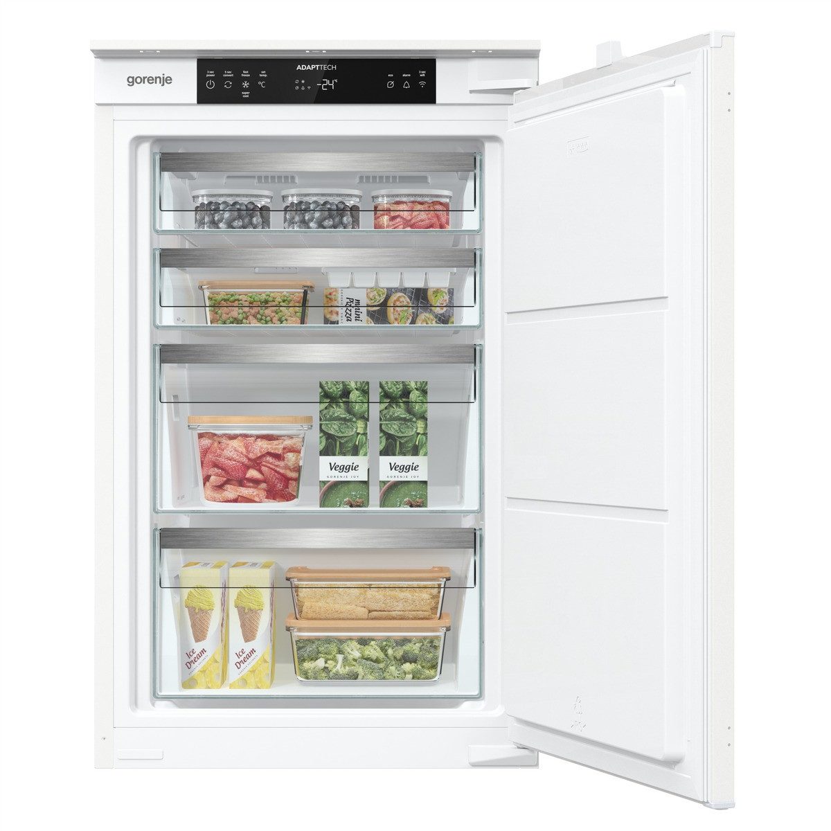 GORENJE Einbaugefrierschrank FNCI508E61EWF, 87,5 cm hoch, 54 cm breit, Einbaugefrierschrank, 88cm Nische, Schlepptür, Display, Wifi, NoFrost