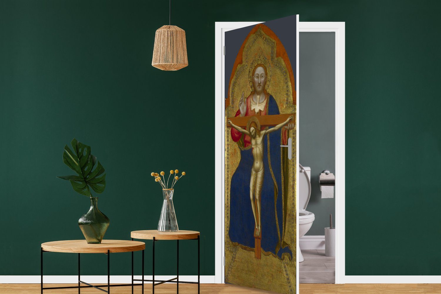 MuchoWow Türtapete Die Tür, 75x205 Matt, di Fototapete St), bedruckt, (1 für cm Gemälde Türaufkleber, von Jacopo - cione, Dreifaltigkeit