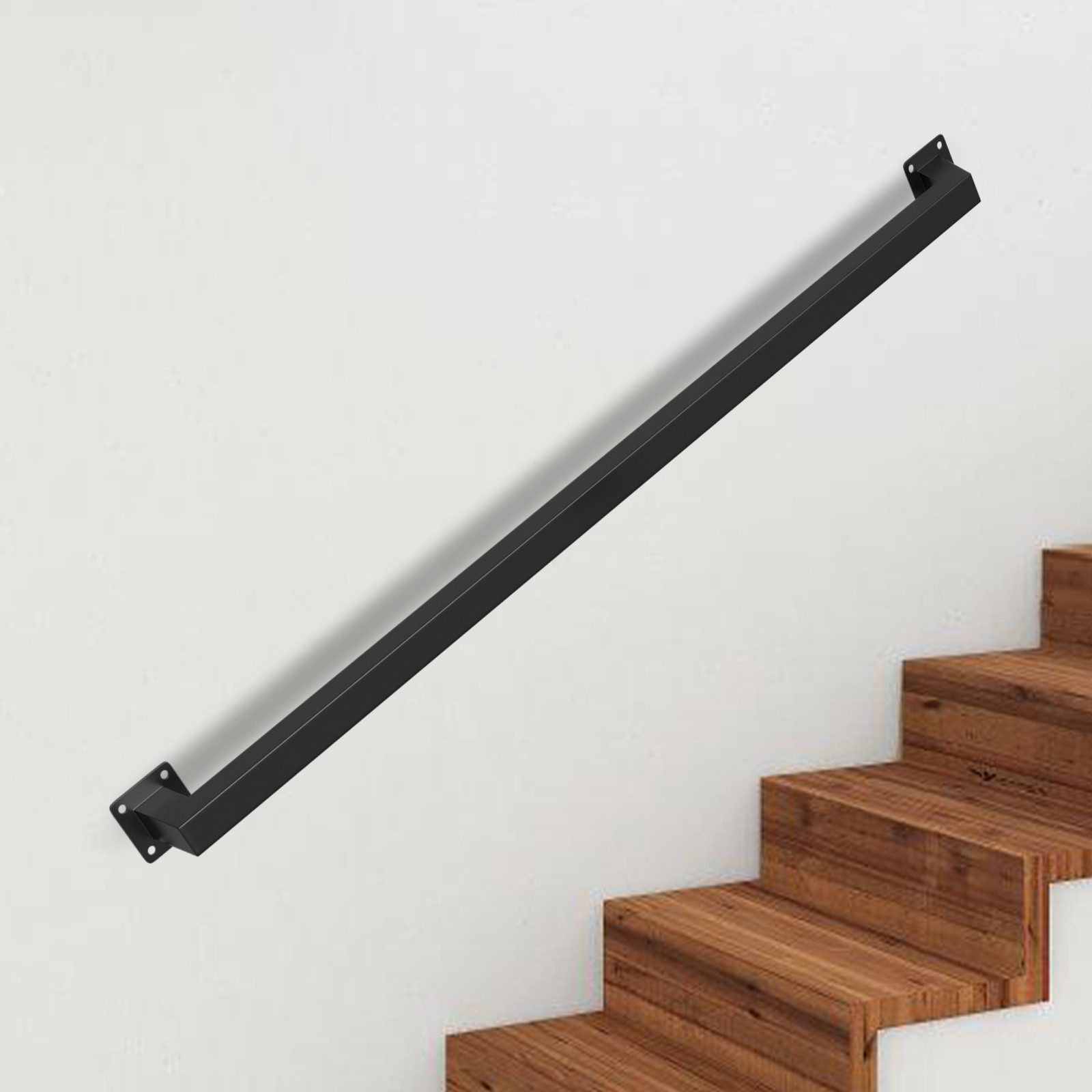 Clanmacy Treppengeländer 100 cm Schwarz, aus Eisen, 30 x 30 mm, einteilig, für Treppe und Flur