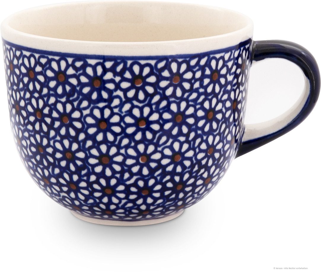 Bunzlauer Keramik Cappuccinotasse große runde 350ml Tee-& Milchkaffeetasse, Becher, Ø10 cm, Dekor 120, Keramik