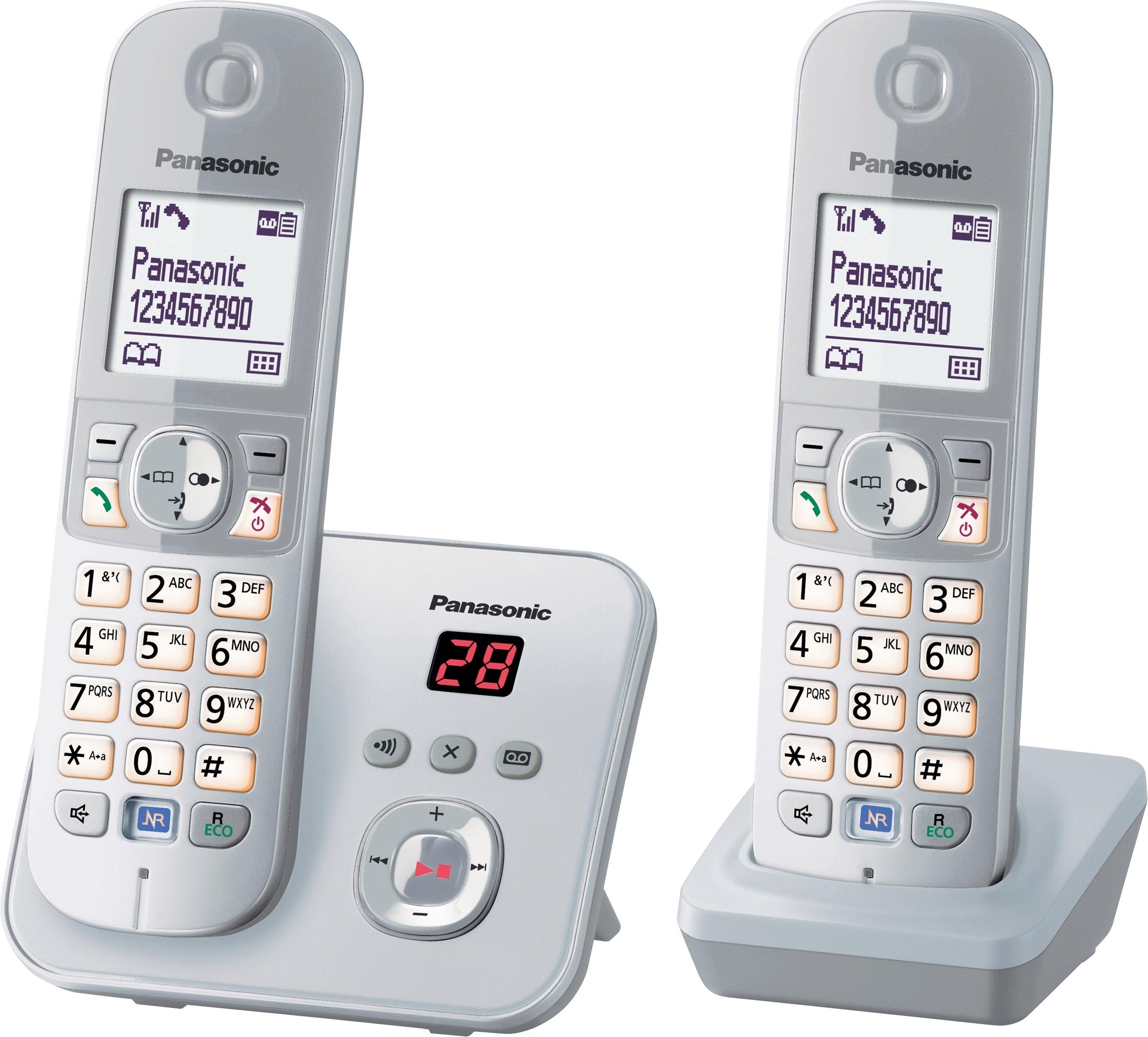 Panasonic KX-TG6822G Schnurloses DECT-Telefon 2, mit Anrufbeantworter, perlsilber Freisprechen) (Mobilteile: Nachtmodis