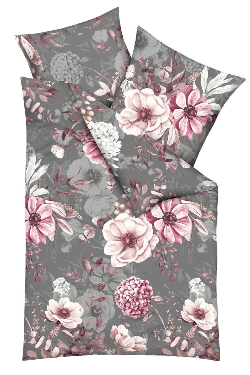 JACK Bettwäsche 135x200cm Blütenmeer Rosé Anthrazit Kaeppel, Biber, 2 teili günstig online kaufen