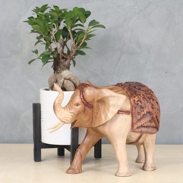 Oriental Galerie Dekofigur Elefant Skulptur mit aufwendiger Schnitzerei (1 St)