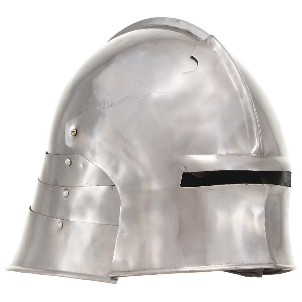 vidaXL Ritter-Kostüm Mittelalterlicher Ritterhelm Antik Replik LARP Silbern Stahl