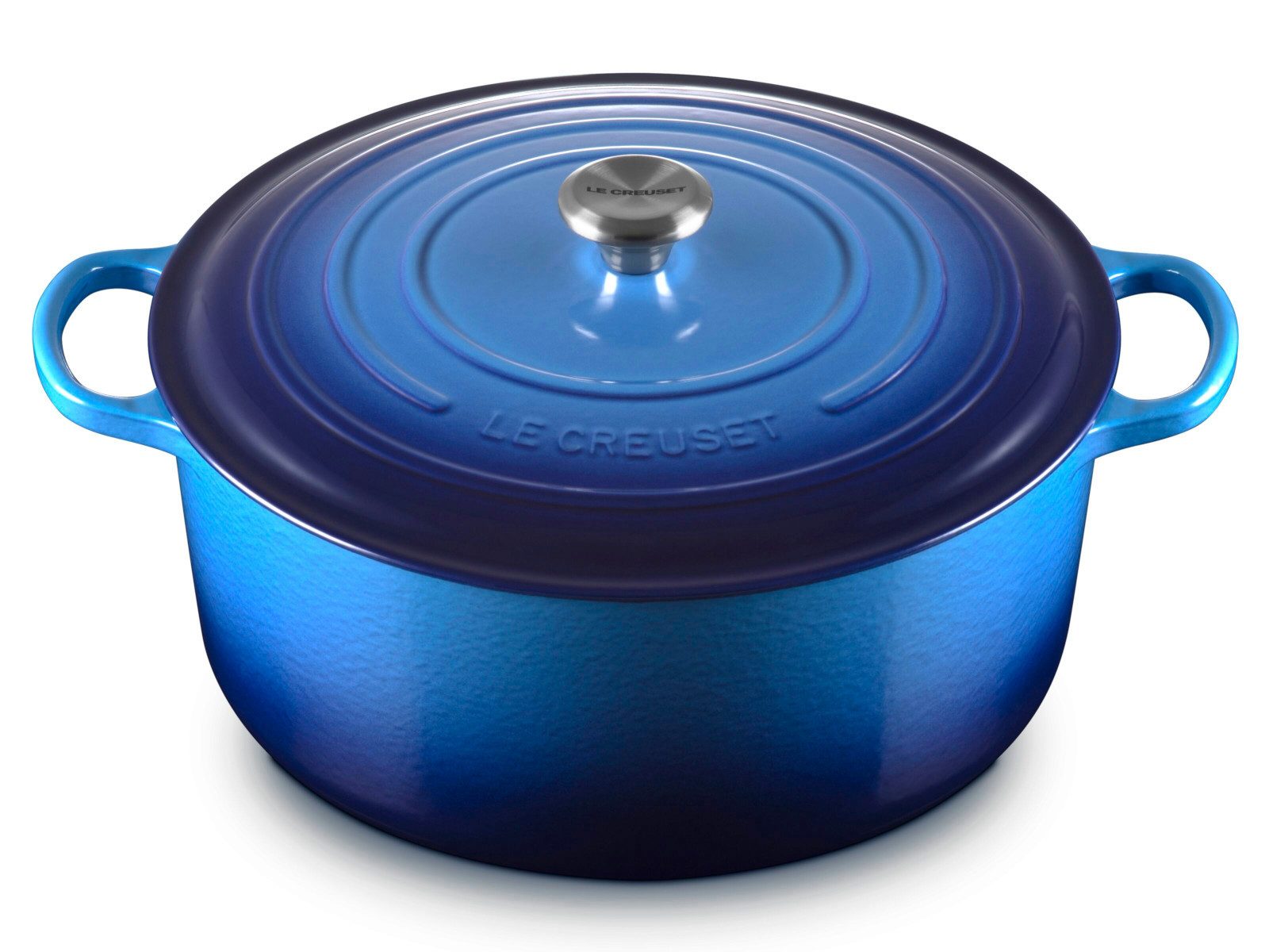 LE CREUSET Bräter Bräter Signature rund azure 34cm, Emailliertes Gusseisen