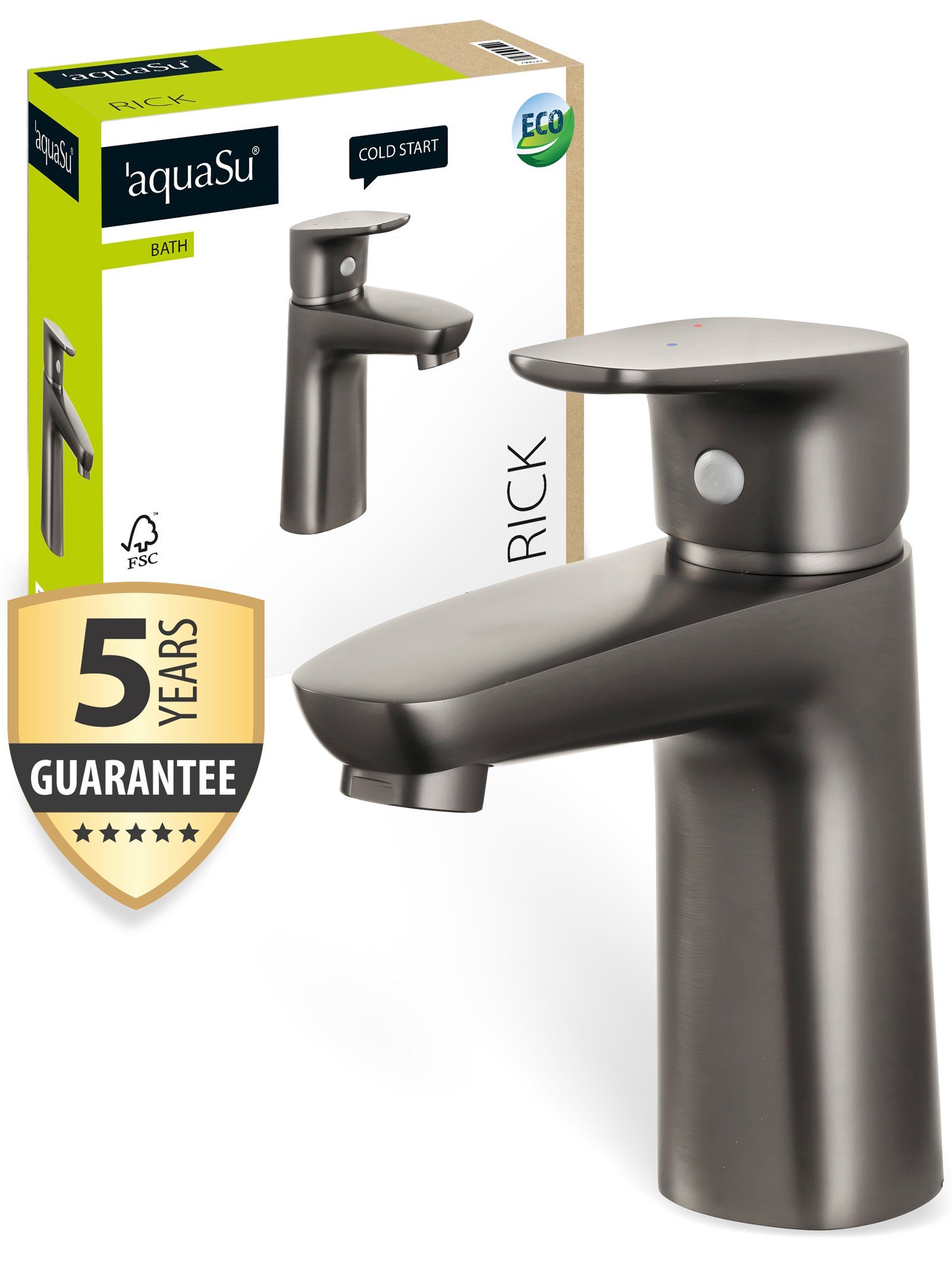aquaSu Waschtischarmatur Rick Wasserspar-Kartusche, Standmontage, Hochdruck, Industrial, 798525