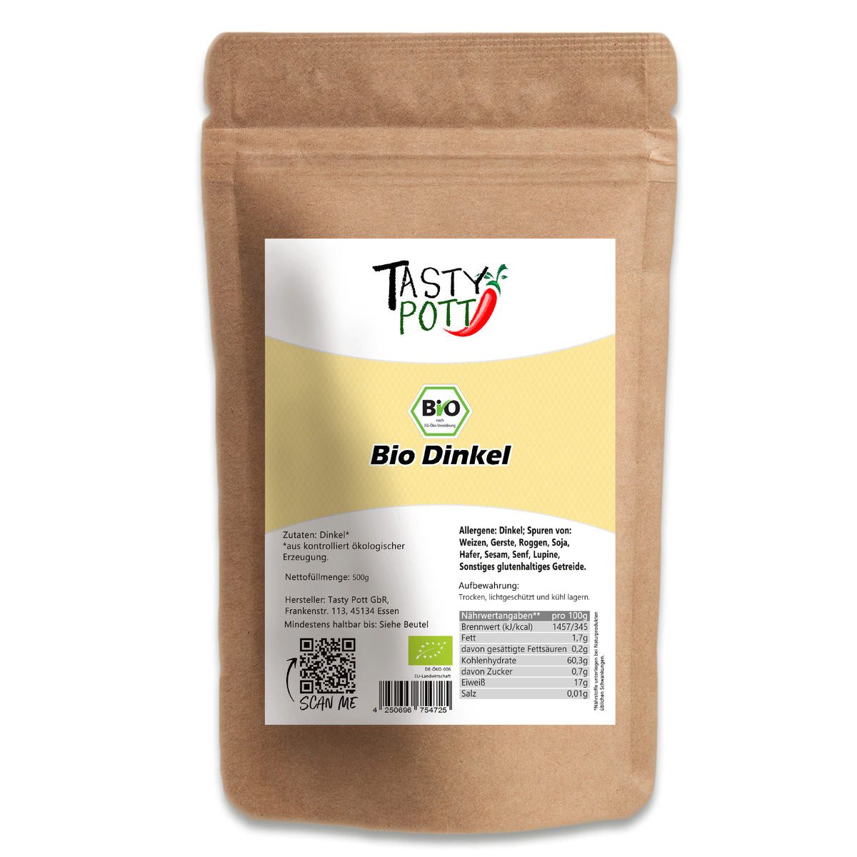 Tasty Getreide Tasty Pott Bio Dinkel – im Beutel