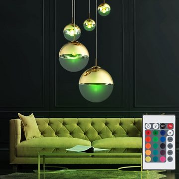 etc-shop LED Pendelleuchte, Leuchtmittel inklusive, Warmweiß, Kugel Decken Hänge Lampe Fernbedienung Wohn Zimmer Leuchte