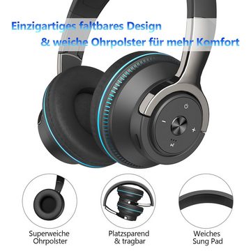 Jioson Over-Ear Headphones Bluetooth-Kopfhörer mit Geräuschunterdrückung On-Ear-Kopfhörer (Drei Verbindungsmodi: Bluetooth, kabelgebunden und Plug-in., Kabellose Bluetooth 5.1 Kopfhörer,Eingebauter 650mAh Akku, für Reisen, Sport und den täglichen Gebrauch)