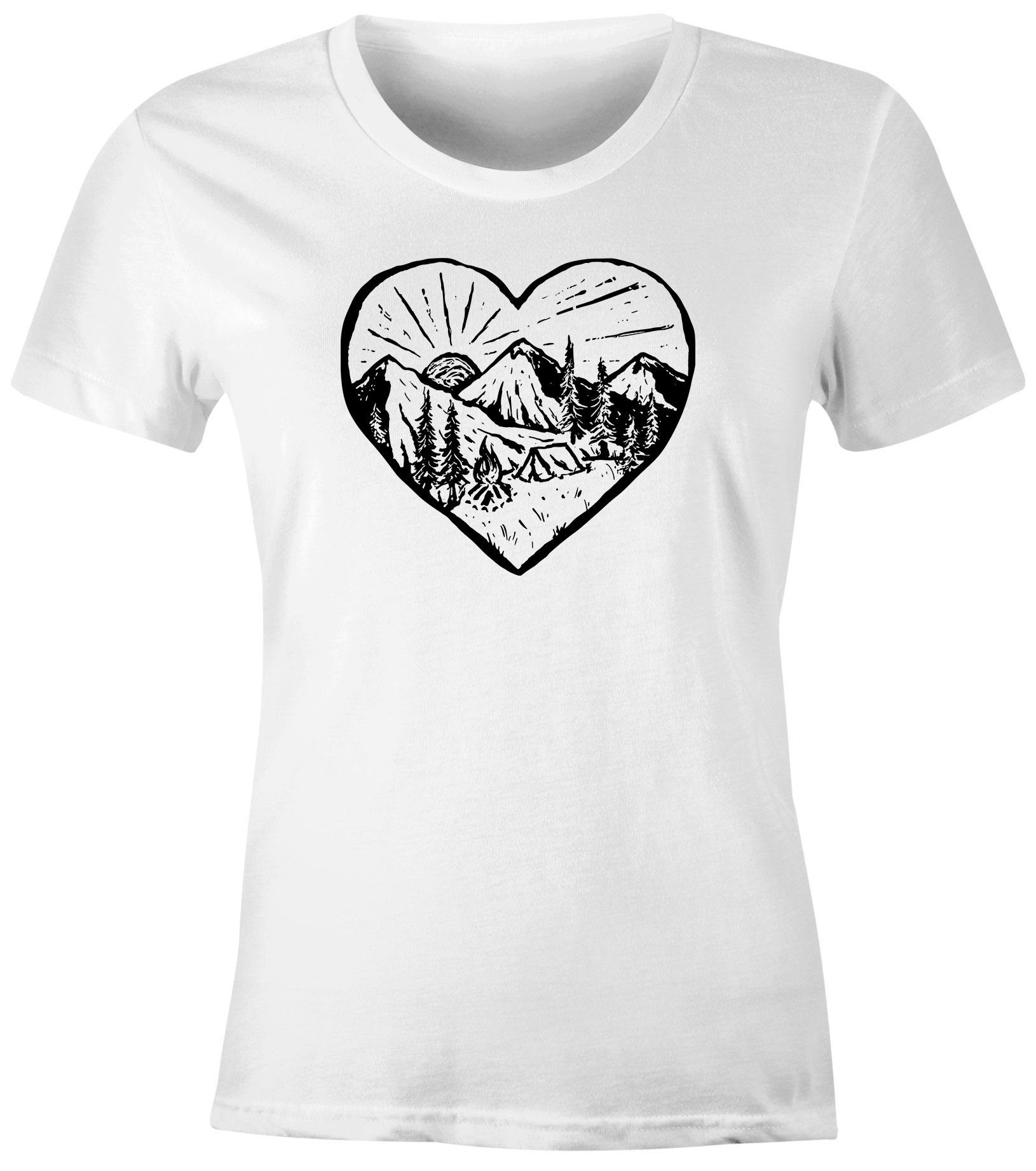 Neverless Print-Shirt Damen T-Shirt Wandern Berge Naturfreunde Adventure Camping Fashion Streetstyle Neverless® mit Print