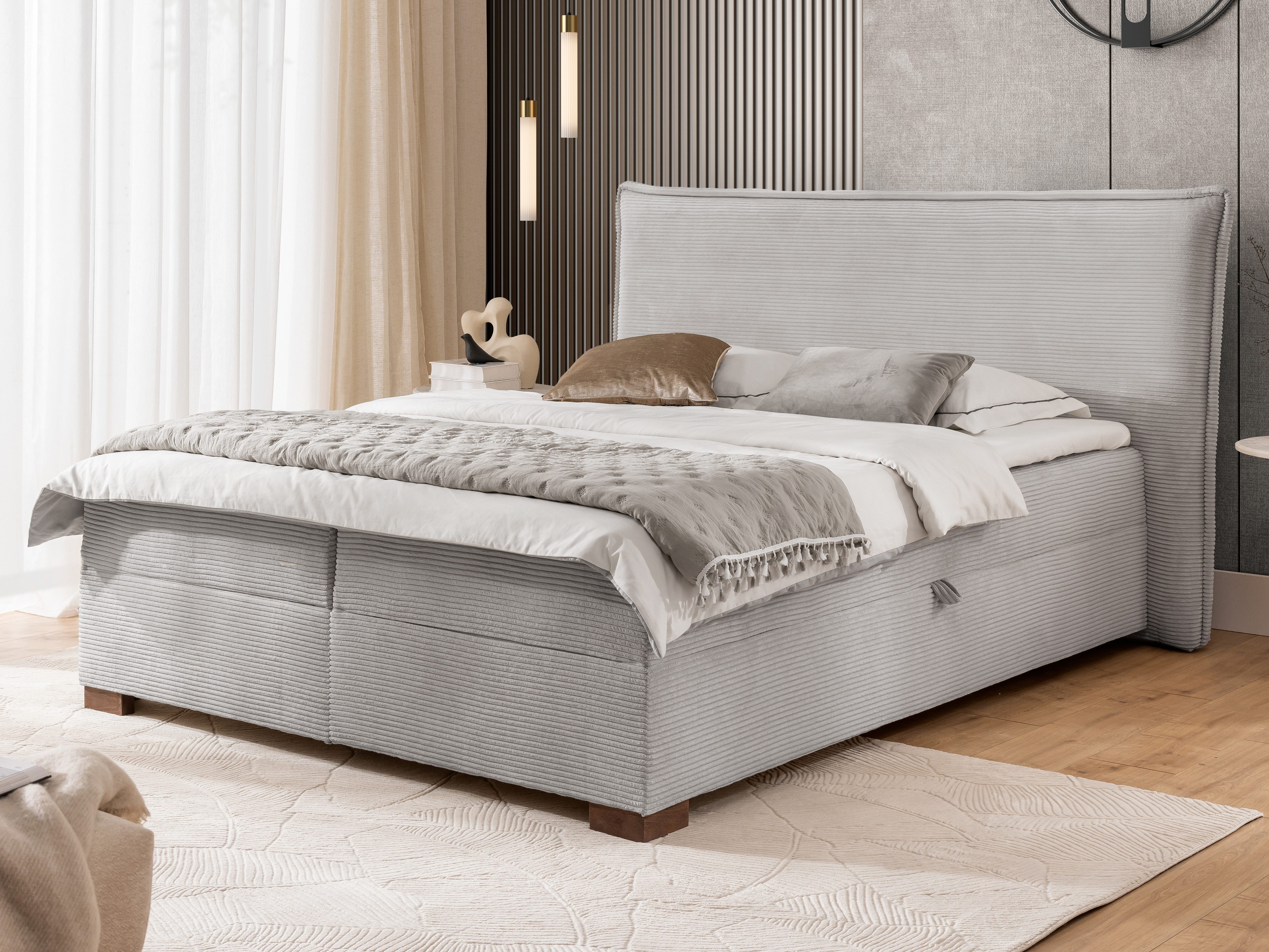 S-Style Möbel Boxspringbett Lovetti mit Topper und Bettkästen aus Cord, Mas günstig online kaufen