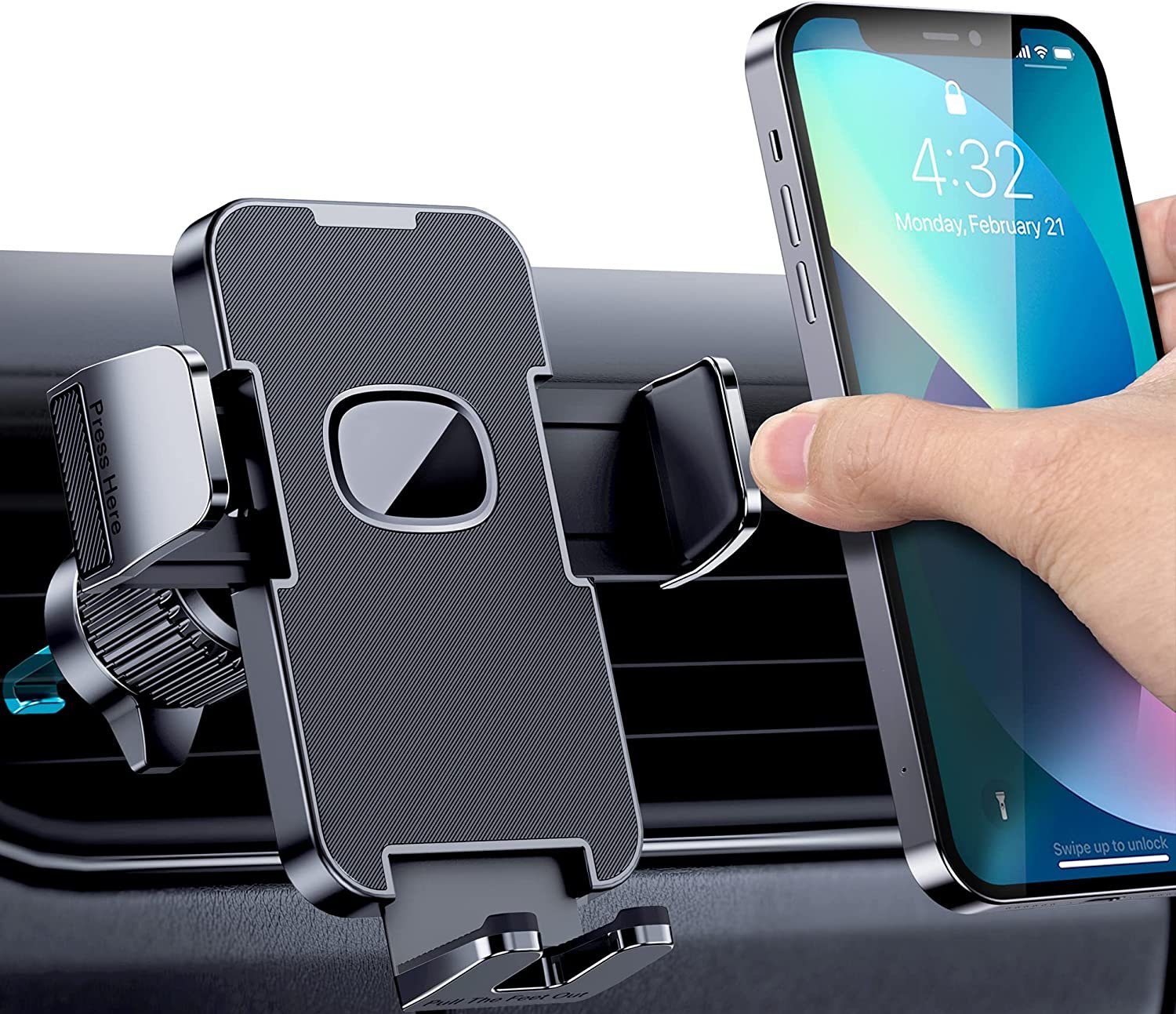 Accezz ﻿Handyhalterung Auto für das iPhone 11 Pro - Kabelloses Ladegerät -  Lüftungsgitter - Schwarz