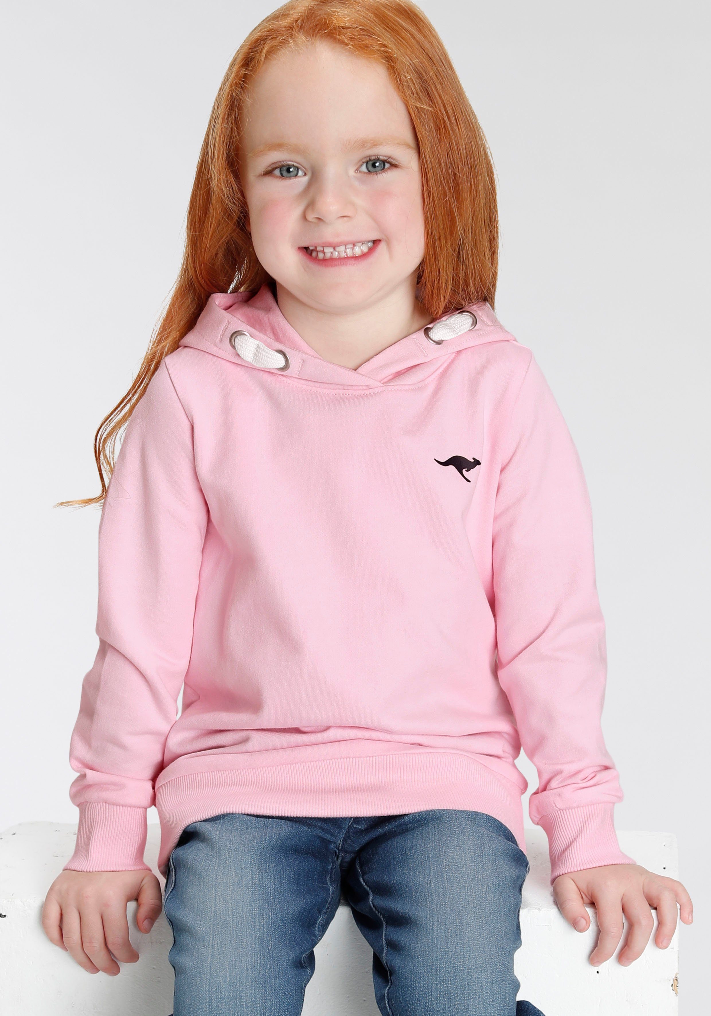 KangaROOS Kapuzensweatshirt Kleine Mädchen Langarm, hüftlange Basic-Passform, stylischer Druck
