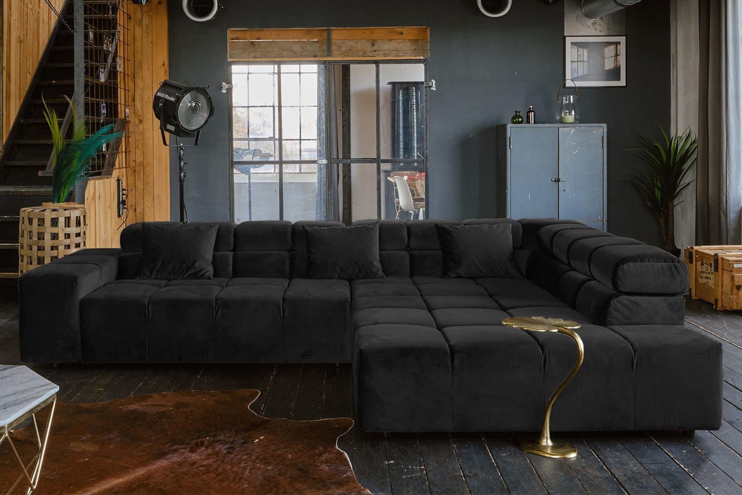 KAWOLA Ecksofa NEVADA, Couch L-Form rechts oder links, mit oder ohne Sitzvorzug Velvet