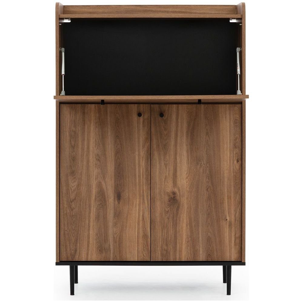 Lomadox Barschrank VAREDO-132 in Eiche Nb. Wohnzimmer Möbel im modernen Vintage Design 90/140/40 cm