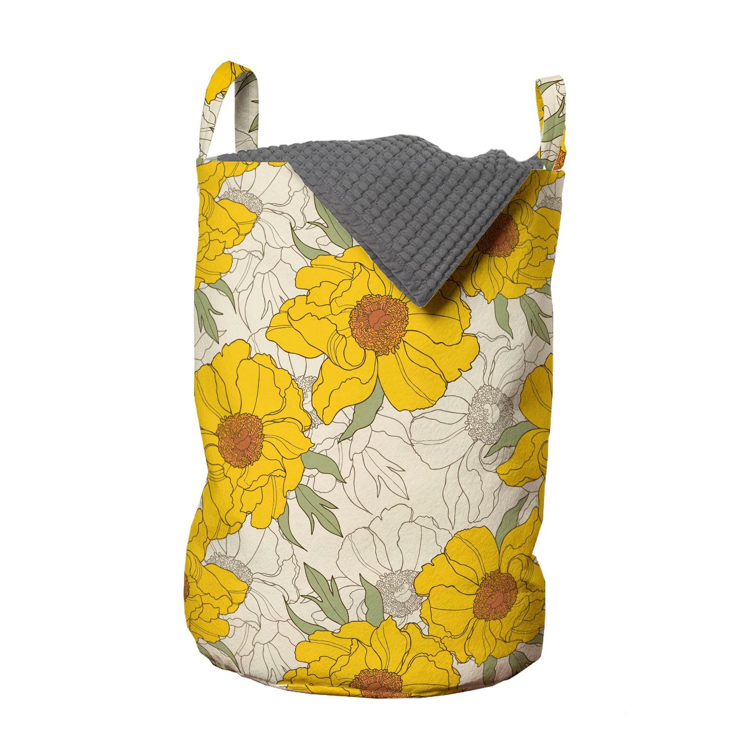 Abakuhaus Wäschesäckchen Wäschekorb mit Griffen Kordelzugverschluss für Waschsalons, Jahrgang Romantische Blumen-Garten-Kunst