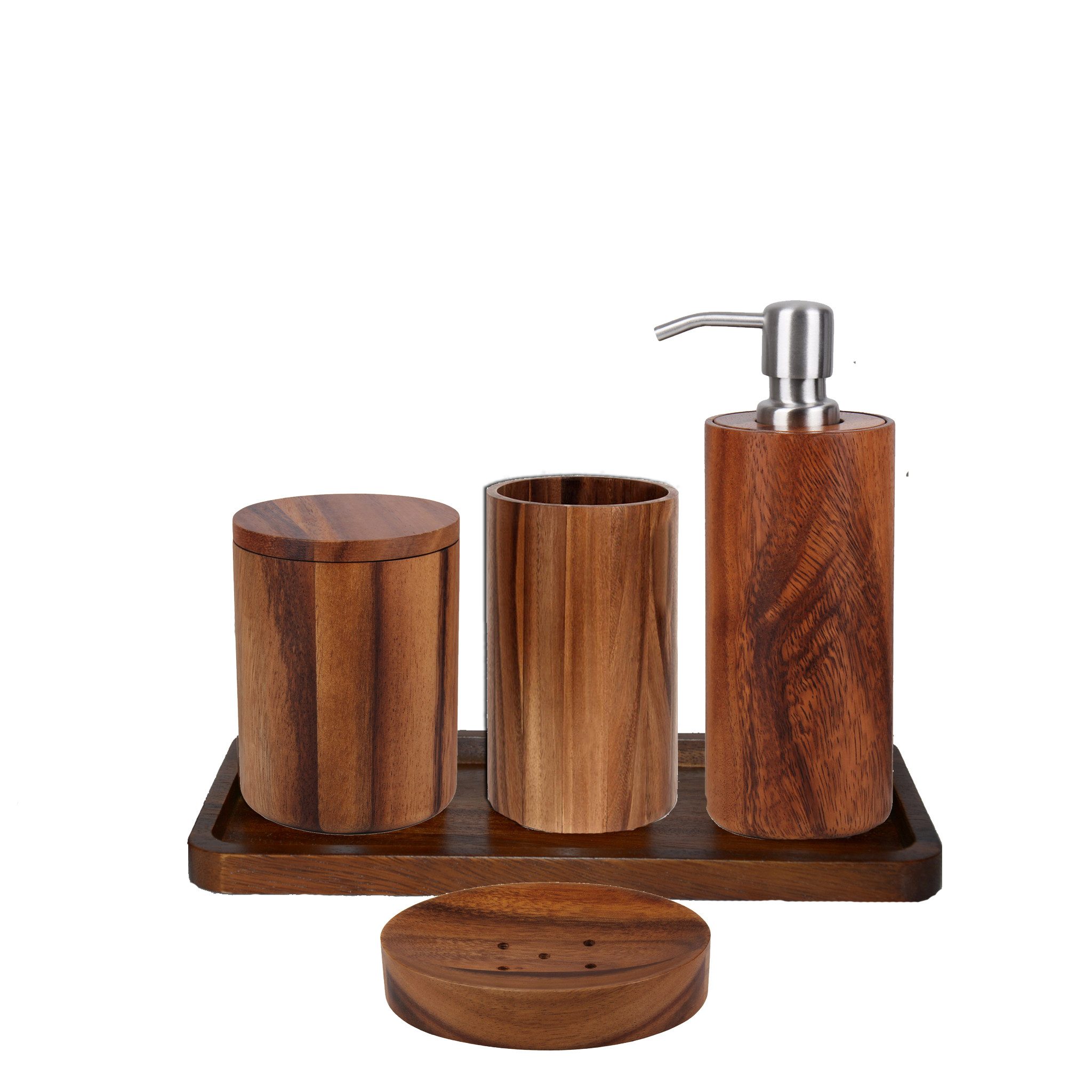 houseproud Badaccessoire-Set Timber Craft Badset aus Akazienholz, 5 tlg., geöltes Akazienholz