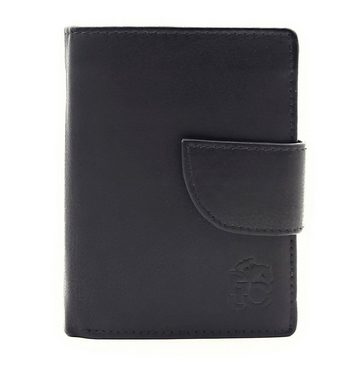 JOCKEY CLUB Geldbörse echt Leder Sicherheits-Portemonnaie mit RFID Schutz, Außenriegel, Innenriegel, Rindleder schwarz