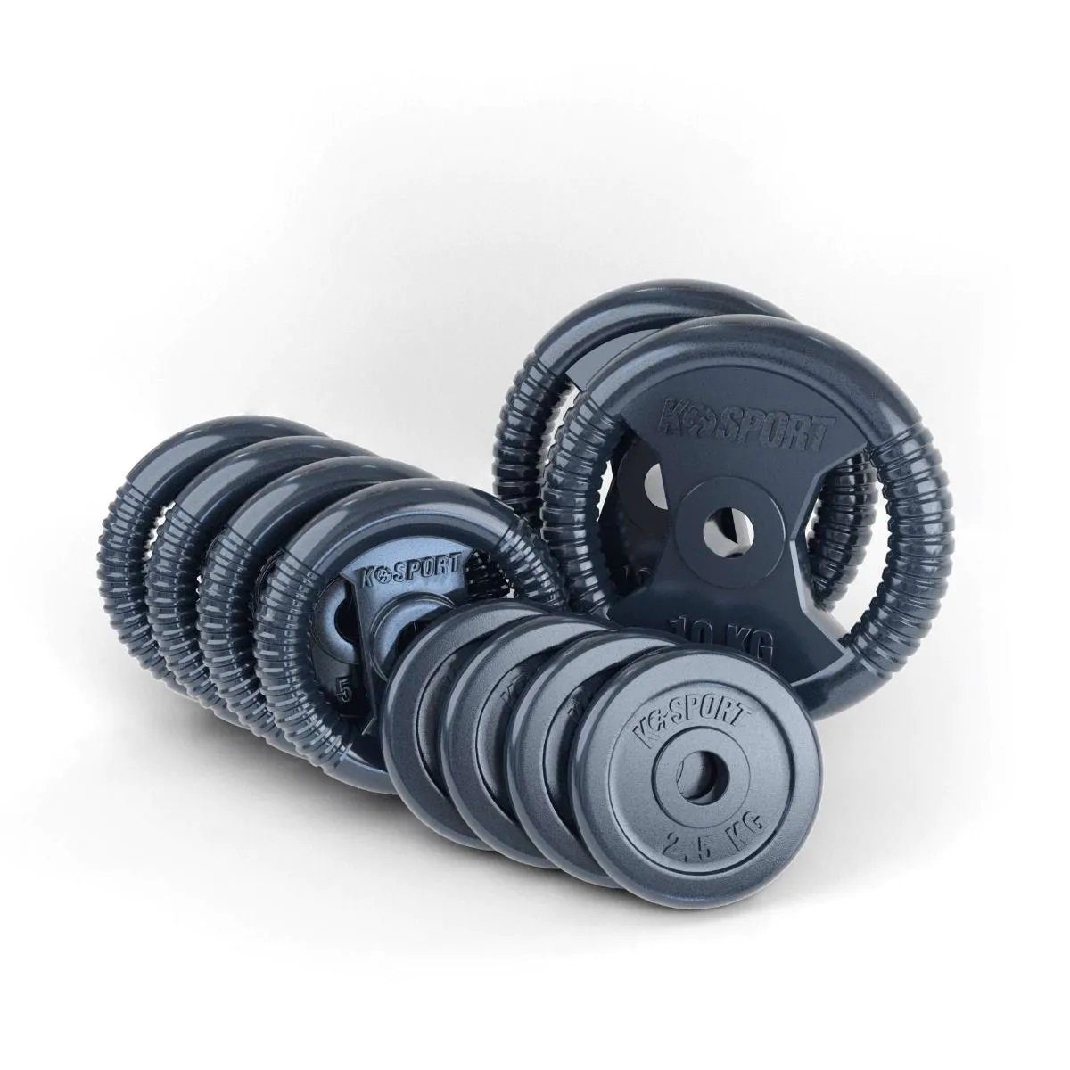 Hantelscheiben Hantelscheiben Set 50 kg I Hantelscheibenset aus Gusseisen I 10-teiliges Hantelset mit ergonomischen Griffen I Gewichte mit 31mm Lochdurchmesser, 50,00 kg, (10-tlg), Made in EU!