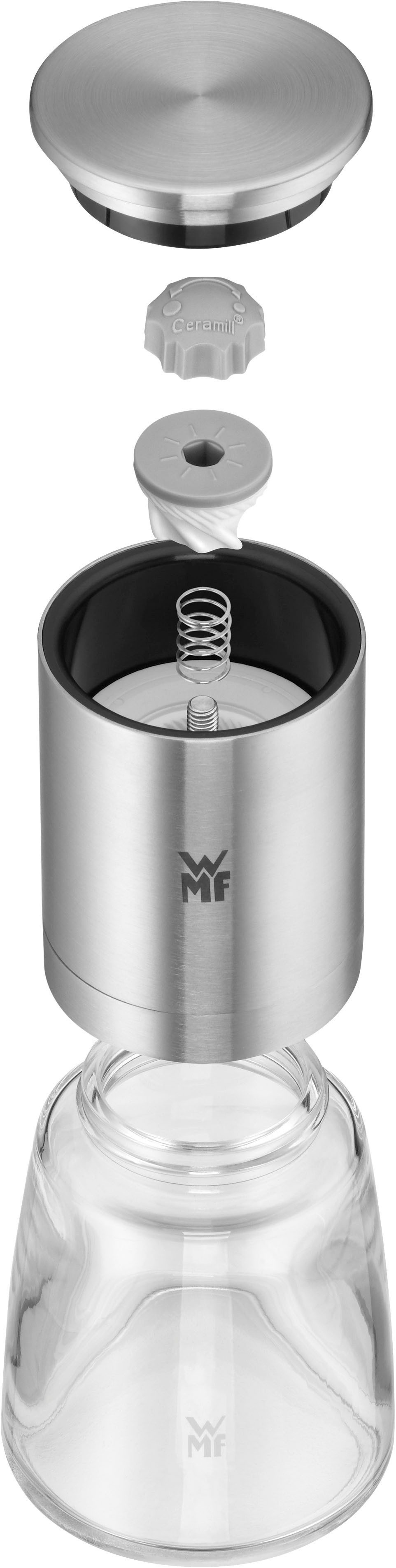 WMF Gewürzmühle De Luxe manuell, (3 Stück), Keramikmahlwerk, stufenlos einstellbare Mahlstärken grob/fein