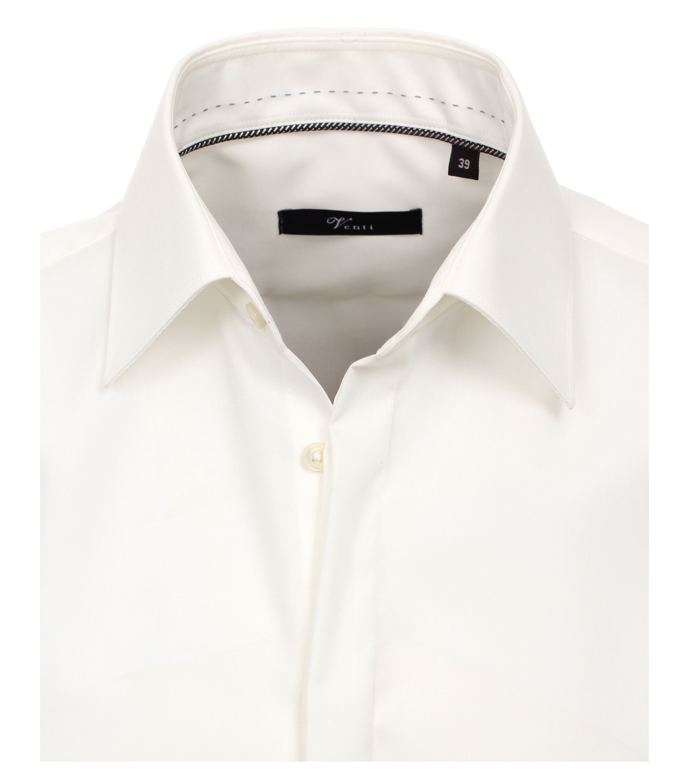 VENTI Smokinghemd Festliches Bräutigam Hochzeitshemd Langarm Kentkragen Uni Umschlagmanschette modern fit, creme HL90, 37 – Bild 4 von 5