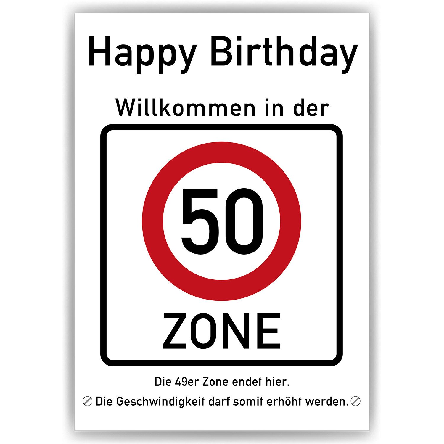 Tigerlino Poster 50. Geburtstag Geschenk Verkehrszeichen Karte Happy Birthd günstig online kaufen