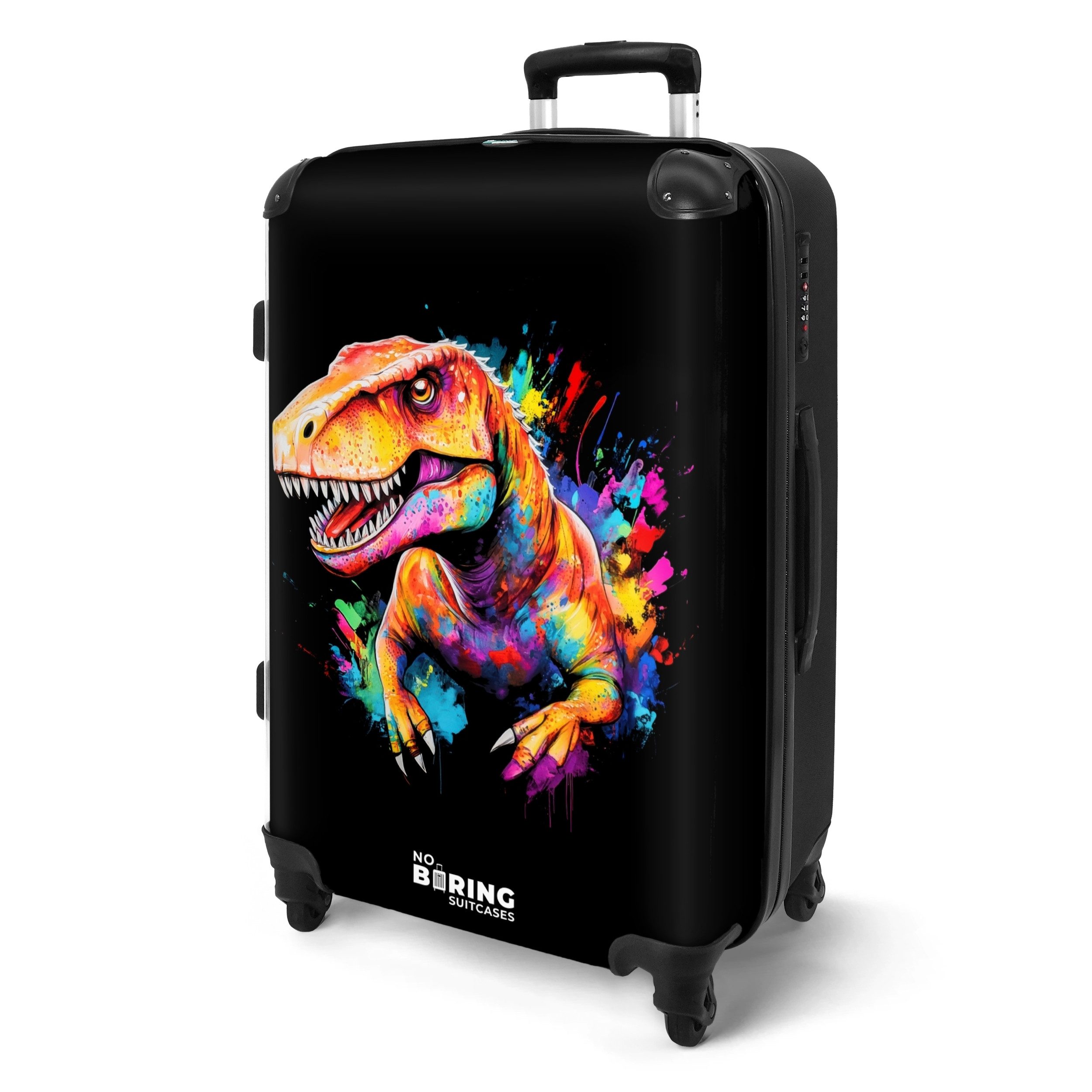 NoBoringSuitcases.com© Hartschalen-Trolley Dinosaurier mit buntem Graffiti günstig online kaufen