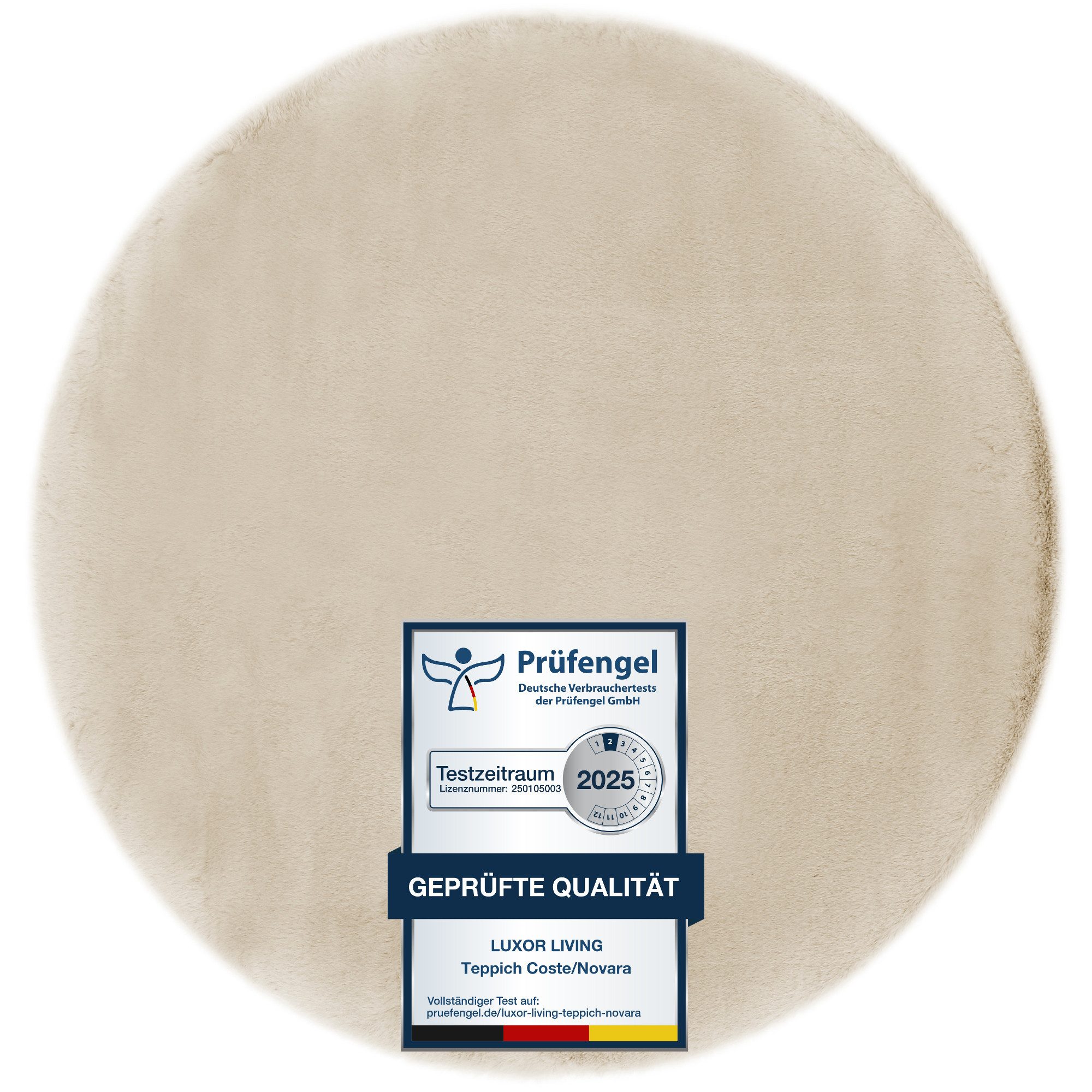 LUXOR living Fellteppich Novara, rund, Höhe: 30 mm, Kunstfell, Kaninchenfell-Haptik, besonders weicher Hochflor