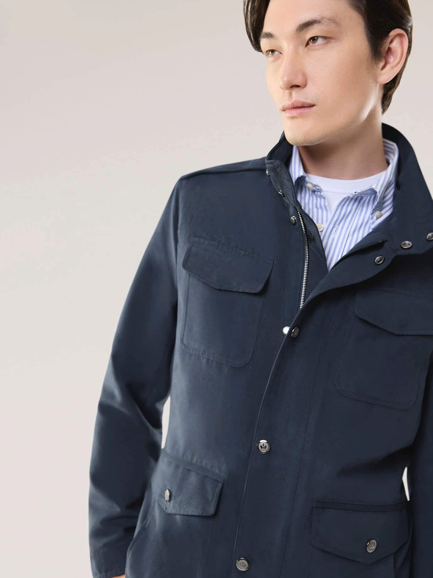 Walbusch Funktionsjacke Herren Multitaschen Jacke waschmaschinenfest Windkapuze, mit Kapuze, modern, pflegeleicht